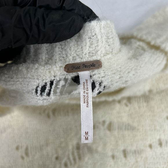 Free People Sweater Dress Tunic Womens Sz M Ivory Distressed Open Knit Bohemian - Picture 14 of 16